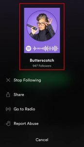 Spotify Code location