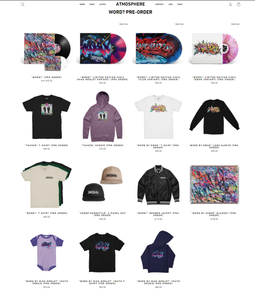 Atmosphere's Word Merch Collection